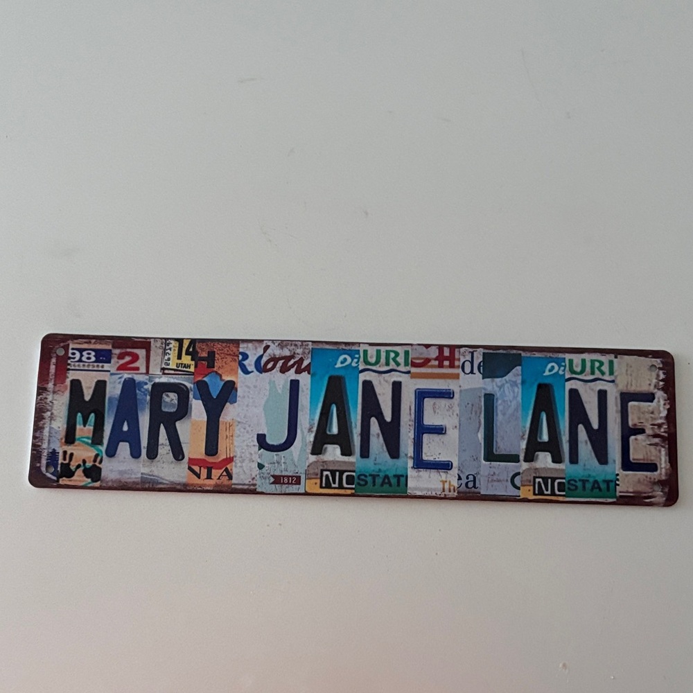 Vintage Style 'Mary Jane Lane' Decorative Wall Sign - Multicolor
